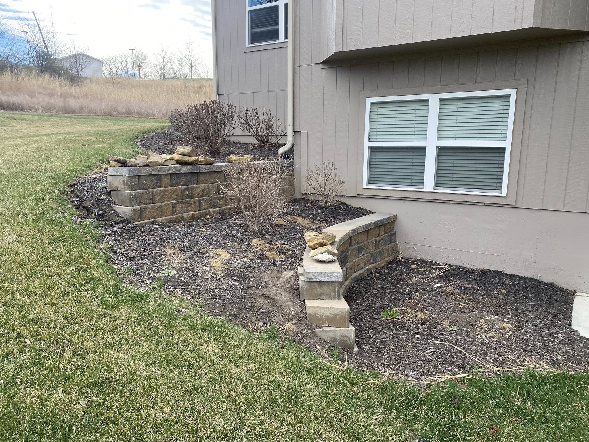 Mulch bed before fresh mulch